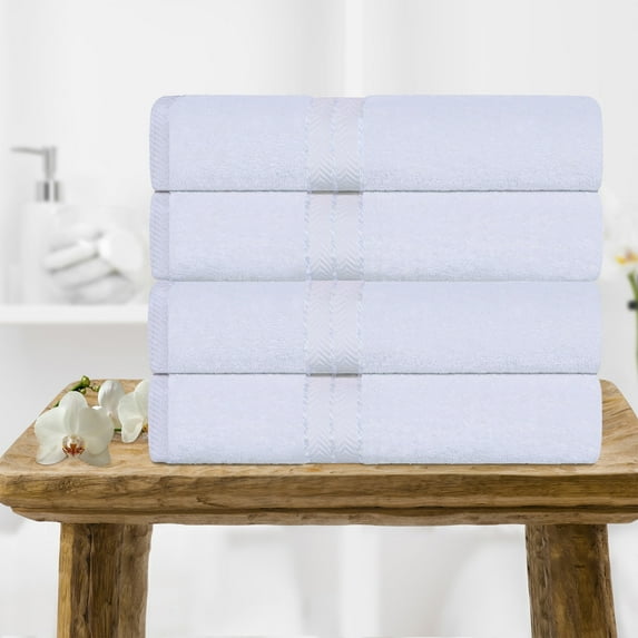 BNM Turkish Cotton Luxury Bath Towels, Set of 4, White