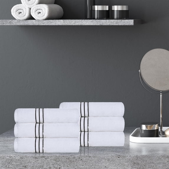 BNM Turkish Cotton Luxury Hand Towel Set of 6, Black