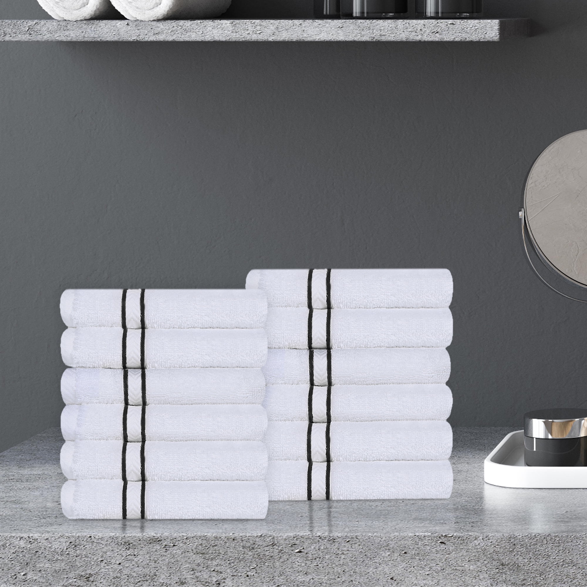 BNM Turkish Cotton Luxury Hotel 2 Piece Bath Towel Set, Charcoal