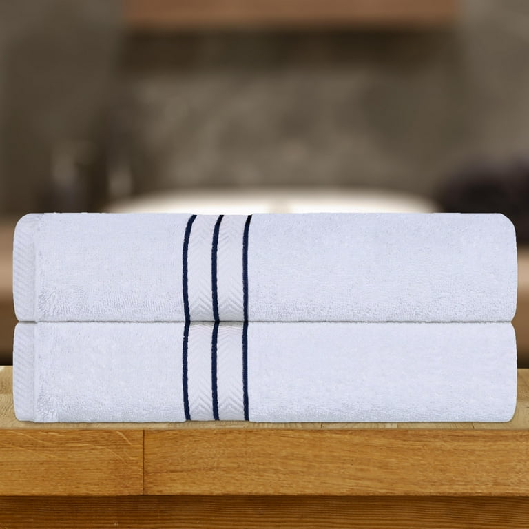 Premium Cotton Solid Plush Heavyweight Hotel Luxury Bath Towel Set, Navy  Blue - Blue Nile Mills