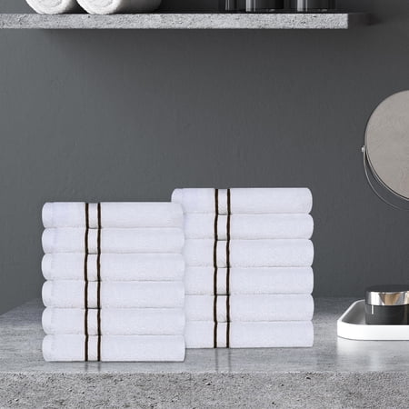 BNM Turkish Cotton Luxury Washcloth Set of 12, Chocolate