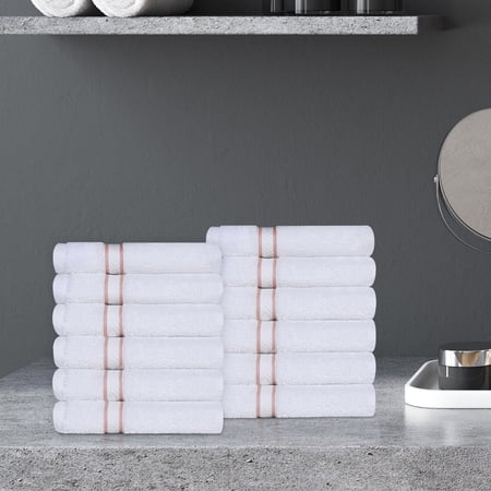 BNM Turkish Cotton Luxury Washcloth Set of 12, Tea Rose
