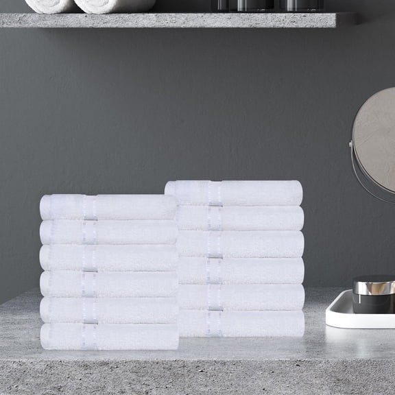 BNM Turkish Cotton Luxury Washcloth Set of 12, White