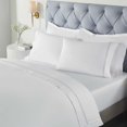 thumbnail image 1 of BNM Two-Line Embroidered Cotton Bed Sheet Set, Twin, White/Silver, 1 of 8