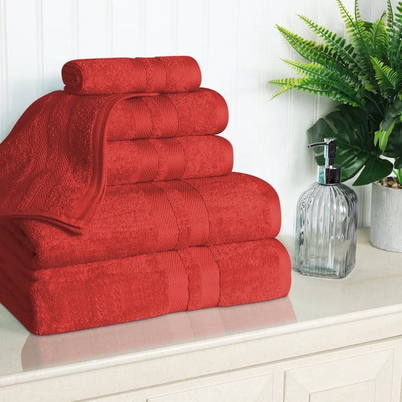 BNM Ultra-Soft Cotton 6 Piece Assorted Towel Set, Maroon