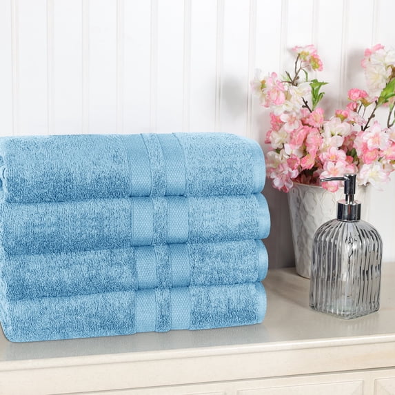 BNM Ultra-Soft Cotton Assorted Towels (Set of 4), Denim Blue