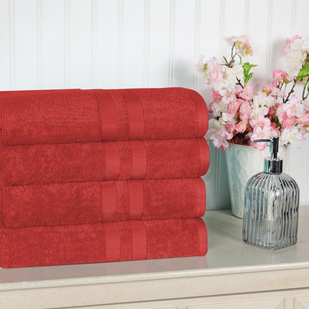 BNM Ultra-Soft Cotton Assorted Towels (Set of 4), Maroon