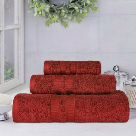BNM Ultra-Soft Cotton Bathroom 3 Pieces Towel Set, Maroon