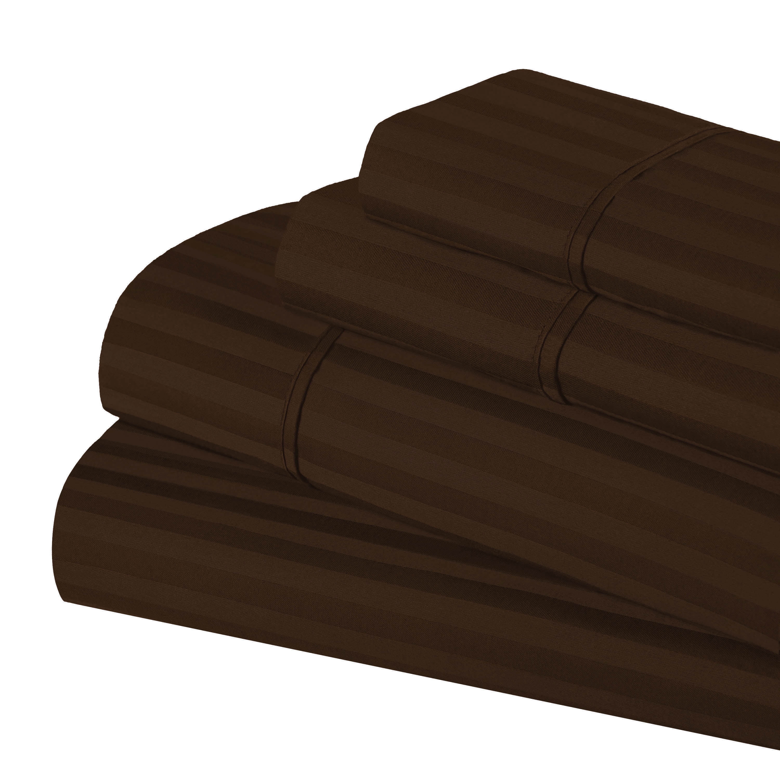 Mocha Twin XL Egyptian Cotton Deep Pocket Striped Sheet Set