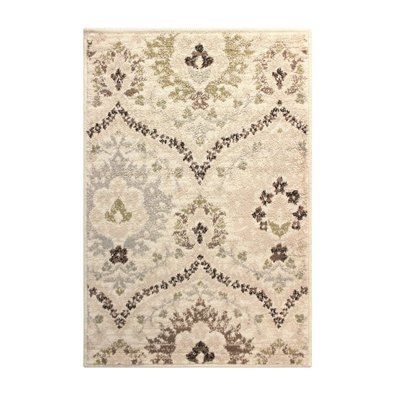 BNM Vintage Floral Damask Indoor Area Rug, 2' x 3', Beige-Brown