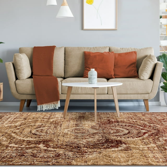 BNM Vintage Medallion Indoor Runner Rug, 8' x 10', Maroon
