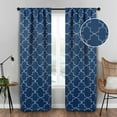 thumbnail image 1 of BNM Vintage Trellis Blackout Curtains, Set of 2, 26" x 84", Navy Blue, 1 of 6