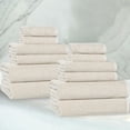 thumbnail image 1 of BNM Viscose Cotton Blend Textured Ribbed 12 Piece Towel Set, Beige, 1 of 11