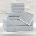 thumbnail image 1 of BNM Viscose Cotton Blend Textured Ribbed 8 Piece Towel Set, Denim Blue, 1 of 11