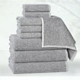 thumbnail image 1 of BNM Viscose Cotton Blend Textured Ribbed 9 Piece Towel Set, Charcoal, 1 of 11