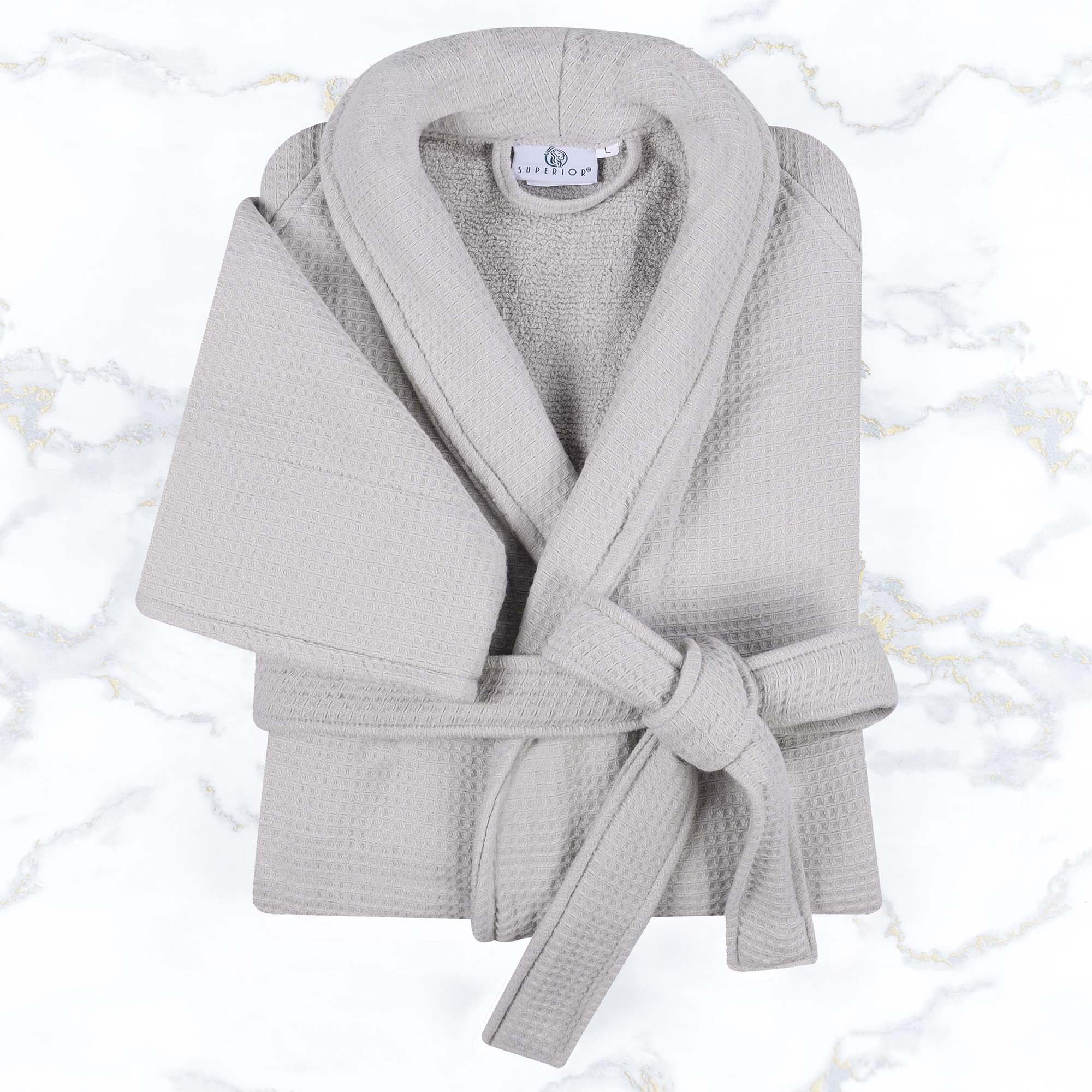 grey cotton waffle dressing gown Men's Charcoal Cotton Waffle Dressing Gown main image 1
