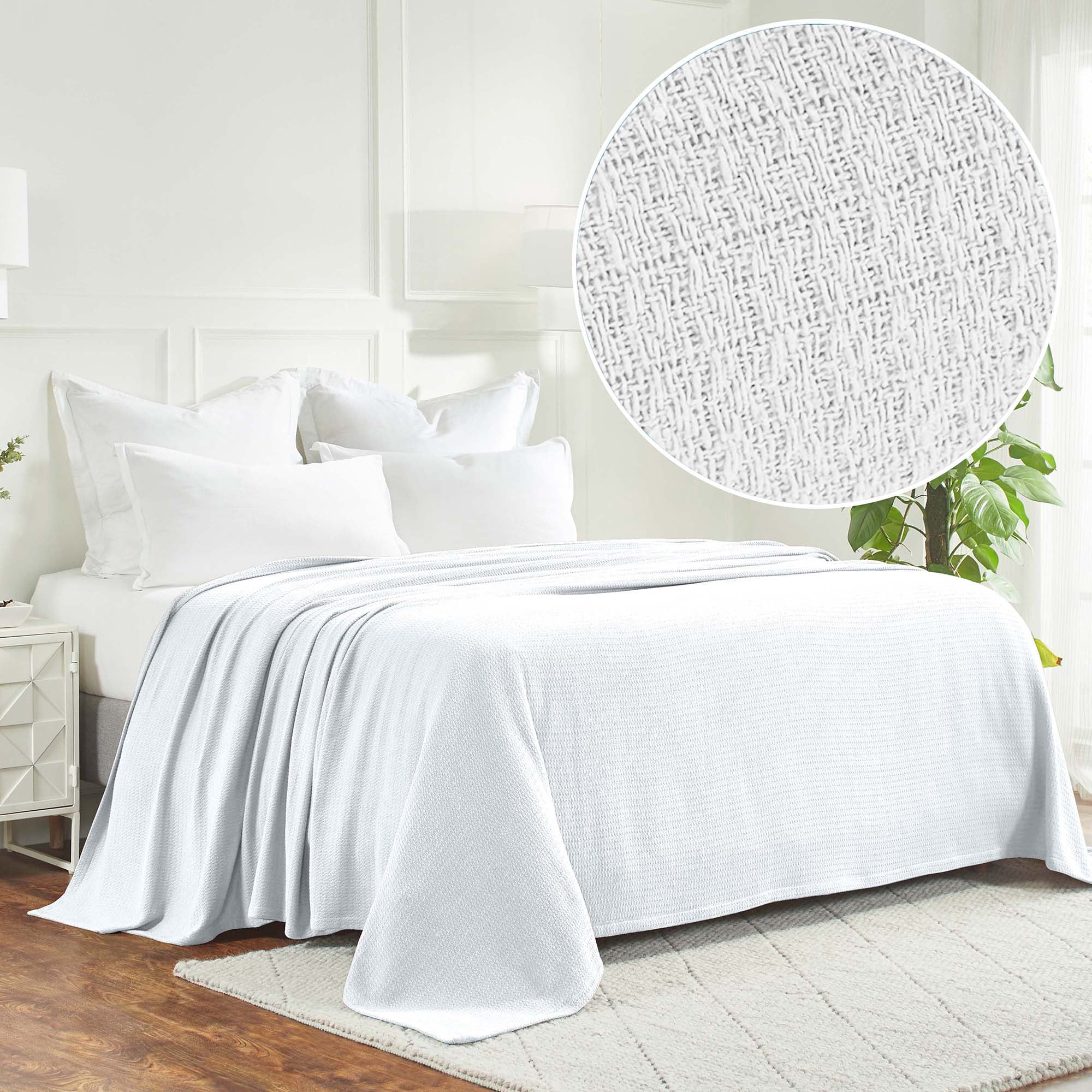 Honeycomb Knit Blanket- White main image 1