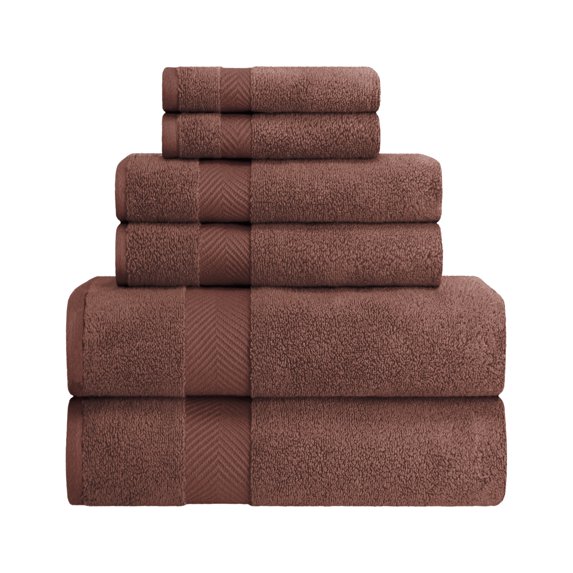 BNM Zero Twist Cotton 6 Piece Assorted Towel Set, Espresso
