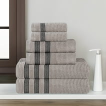 BNM Zero Twist Cotton 6 Piece Bathroom Towel Set, Gray