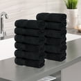 thumbnail image 1 of BNM Zero Twist Cotton Face Towel Washcloth Set of 12, Black, 1 of 9