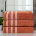 thumbnail image 1 of BNM Zero Twist Ribbed Cotton Bath Towel Set of 3, Rust, 1 of 11