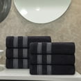 thumbnail image 1 of BNM Zero Twist Ribbed Cotton Hand Towel Set of 6, Black, 1 of 11