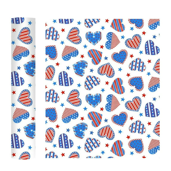 BNNG 1 PCS Patriotic Heat Transfer Vinyl 4th of July Iron on Vinyl Red Blue White American Flag HTV Adhesive Craft Vinyl for Independence Day Clothing Costume DIY Fabric Craft