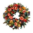 thumbnail image 1 of BNNG 17.7 Inch Fall Wreath Artificial Autumn Wreaths for Front Door Yellow & Orange Tulip Wreath with Forsythia Daisy and Berries for Indoor Outdoor Harvest Thanksgiving Holiday Celebration, 1 of 9