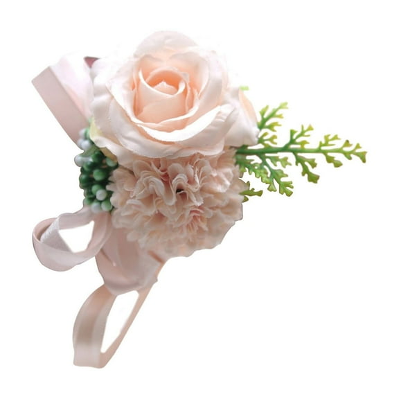 BNNG 2 Rose Flower Wrist Corsage Boutonniere,Handmade Silk Flower for Bride Hand Flower Men Boutonniere,Bridal Wrist Flower Hand Flower Prom Party Homecoming Bridesmaid Hand Flower