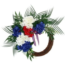 BNNG 2024 Artificial Garland Window Decor Spring Wreath Decorative Patriotic Door Hanging Wreath American Wreath 4th Of July Wreath Memorial Wreath