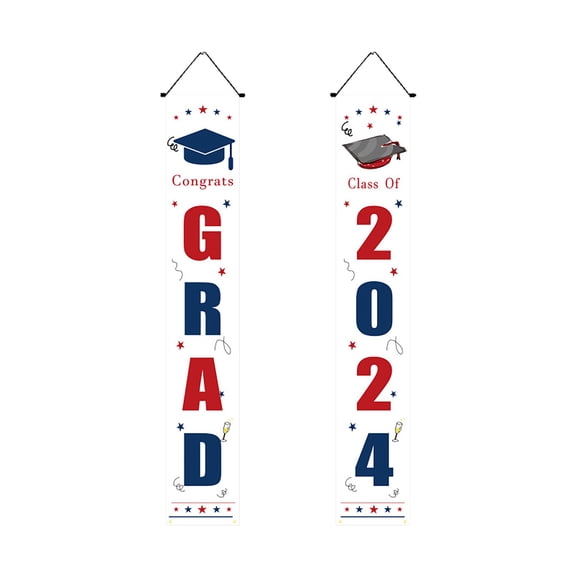 BNNG 2024 Graduation Decorations Class Congrats Grad Porch Banner for Any Schools or Grades 2024 Graduation Party Decorations GRAD Banner Porch Door Sign Welcome Banner