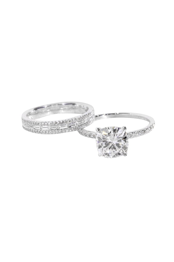 2024 Silver Promise Rings Delicate Design 2PCS Set Diamond Fashion Ring Light High Grade Ring Engagement Ring for Women Created Diamond Wedding Band S925 Sterling Silver