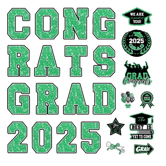 BNNG 25Pcs Class of 2025 Car Decor Pack - Magnets Decorations Graduation Car Stickers 2025, Congrats Grad Magnets Class of 2025 Magnetic Sticker for Cruise Door Fridge Garage Mailbox Party