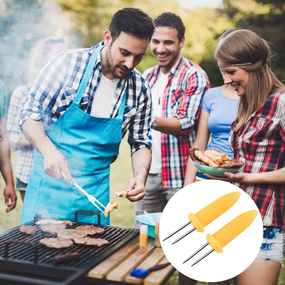 BNNG 30 X Stainless Steel Barbecue Fork Corn rack Impale The Pins On The Holder To Each Side Of Corn Cob's Ears And Hold Onto The Handles Of The Corn Holders For Eating 