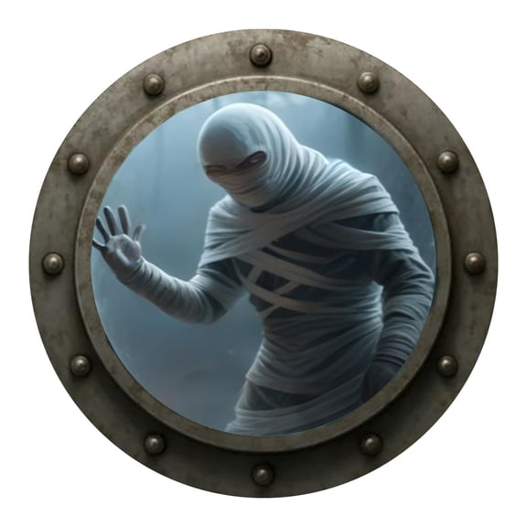 BNNG 3D Porthole Halloween Wall Decor - Gothic Scary Picture Hanging Panel for Haunted House, Spooky Prank Decoration (20cm, Round)
