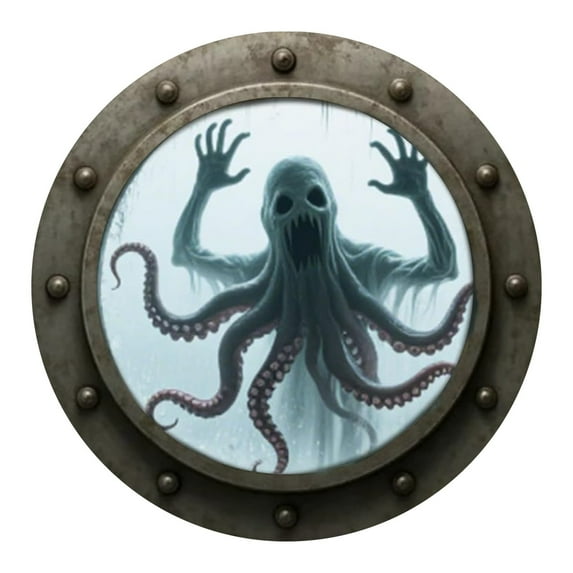 BNNG 3D Porthole Halloween Wall Decor - Gothic Scary Picture Hanging Panel for Haunted House, Spooky Prank Decoration (20cm, Round)