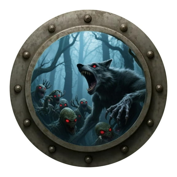 BNNG 3D Porthole Halloween Wall Decor - Gothic Scary Picture Hanging Panel for Haunted House, Spooky Prank Decoration (20cm, Round)