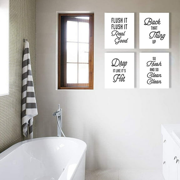 BNNG 4pcs/Set Funny Signs Picture Canvas Painting Canvas Painting Bathroom Wall Art Decor For Bedroom Livingroom Toilet ﻿