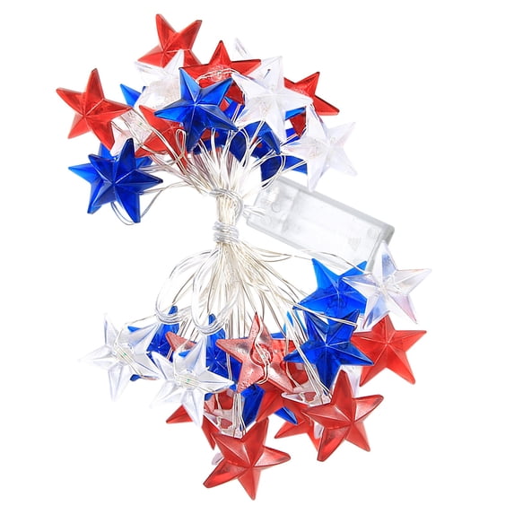 BNNG 4th of July Decorations Battery Operated String Lights with Remote LEDs Red White and Blue Lights for Home Patriotic Memorial Independence Day Fourth of July Decor