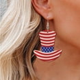 thumbnail image 1 of BNNG 4th of July Earrings, USA American Flag Dangle Cap Shape Boho Earrings For Women Patriotic 4th Of July Independence Day Gift Star Stripes PU Leather Vintage Earrings, 1 of 4
