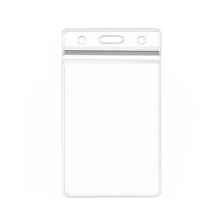 BNNG 5/10/20 PCS ID Card Badge Holder Vertical, Heavy Duty Clear Vinyl Plastic PVC Sleeve Cover w Waterproof Resealable Zip, fit Credit Size Cards or 4.33" x 3" Name Badge Inserts