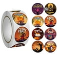 thumbnail image 1 of BNNG 500 Pieces Halloween Roll Stickers 1.5 Inch Halloween Round Sticker 8 Styles Happy Halloween Pumpkin Label Decals for Halloween Party Envelope Seal Tags Gift Card Cupcake Decoration, 1 of 4