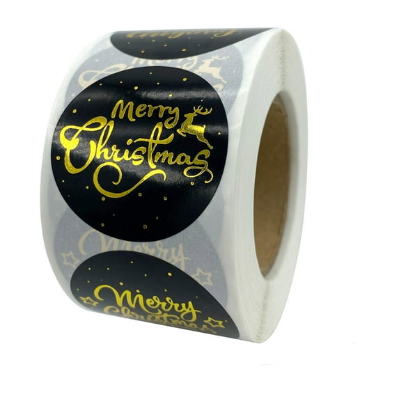 BNNG 500Pcs Christmas Sticker Roll, 500 Pcs Merry Christmas Stickers for Kids, Winter Holiday Round Labels Stickers for Gift Packing, Cards, Envelopes, Party Supplies Christmas Stickers Roll
