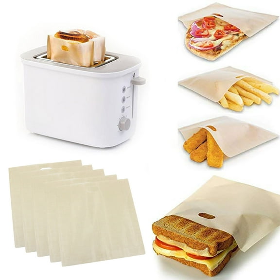BNNG 5PCS Non Stick Reusable Toaster Bags Toaster Sandwich Bags Grilled Cheese Toaster Bags Reusable Bags for Food
