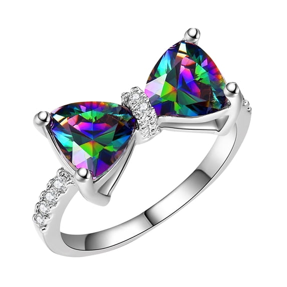 BNNG 925 Sterling Silver Shiny Full Diamond Gemstone Ring Cubic Zirconia Rings Diamond Butterfly Ring Engagement Wedding Band Ring for Women