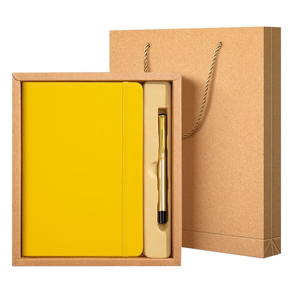 BNNG A5 Lined Leather Notebook and Pen Set with Gift Box, 200 Pages Refillable Journal, Hardcover Daily Diary for Men and Women Business Travel Personal Writing