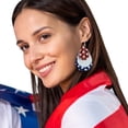 thumbnail image 1 of BNNG American Flag Earrings 4th of July Patriotic Earrings Colorful 3 Layered Teardrop Leather Dangle Earrings Shining Red White Blue Star Independence Day Leather Drop Earrings for Women, 1 of 4