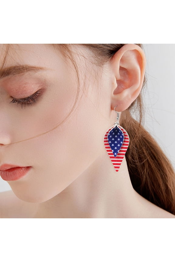 American Flag Earrings 4th of July Patriotic Earrings for Women Teardrop Shape Drop Dangle Earrings Set Memorial Independence Day Accessory Gifts