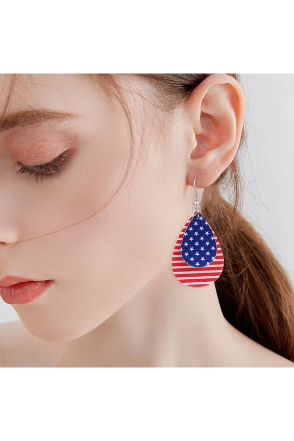 American Flag Earrings 4th of July Patriotic Earrings for Women Teardrop Shape Drop Dangle Earrings Set Memorial Independence Day Accessory Gifts