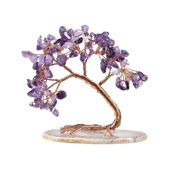 BNNG Amethyst Crystal Tree Crystals Healing Stones Reiki Natural Crystals Base Copper Wire Tree Life Spiritual Meditation Energy Tree Room Office Desk Decor Gifts for Women Men
